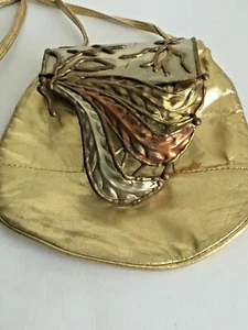 Cartera Crossover Brutalista Metal Oro Metálico Vintage Hecho en INDIA 7x6. - Imagen 1 de 10