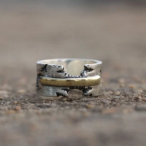 Damage Designer Men's Vintage 925 Sterling Silver Handmade Ring - Picture 1 of 3