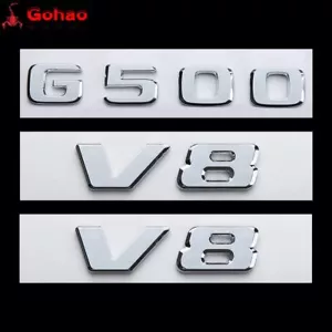 G500 V8 Chromed Emblem Ornament Fender Rear Trunk Lip Badge For G-Class G 500 - Picture 1 of 6