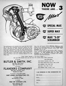1958 NSU Special Max Motorcycle Original Engine View Ad  - Picture 1 of 1