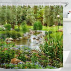 Park Stream / Pond Shower Curtain -3D Outdoor Garden Fence Scenic