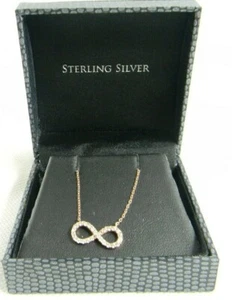 Precioso Collar Símbolo CZ INFINITO Superposición de Plata Esterlina 925 16" de Largo - Imagen 1 de 7