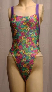 Multicolour Spandex Thong Leotard for Women 12 Large - Picture 1 of 3