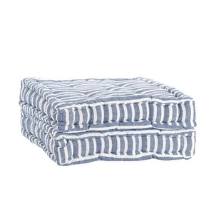 2x Garden Chair Seat Cushions 40cm x 40cm Indoor Outdoor Dining Pads Blue Stripe - Picture 1 of 7