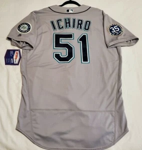 Authentic Majestic 54 3XL, SEATTLE MARINERS GRAY FLEX BASE ICHIRO SUZUKI Jersey - Picture 1 of 4