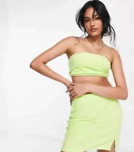 Lola May towelling mini skirt in lime UK10 (T74) (P) - Picture 1 of 4