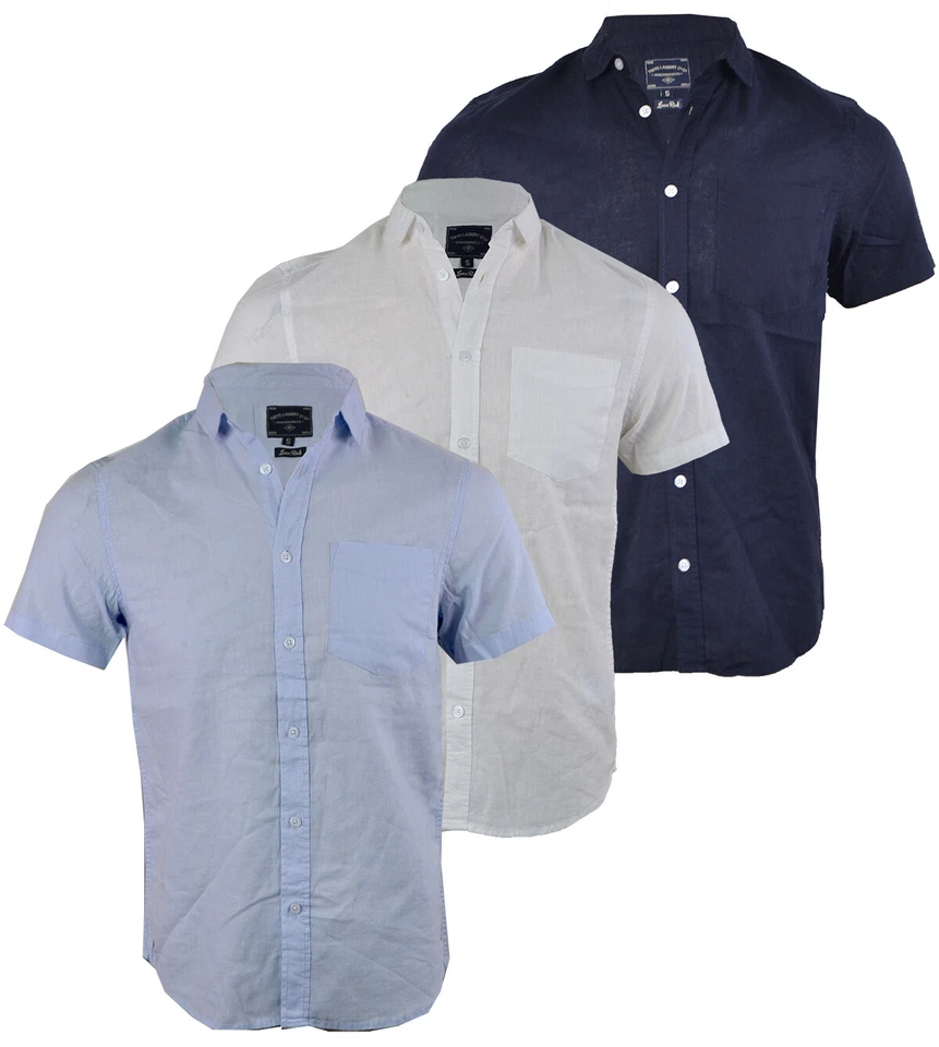 Mens Tokyo Laundry Linen Short Sleeved Shirt Casual Summer Classic Collar S-XXL - Image 1 of 1