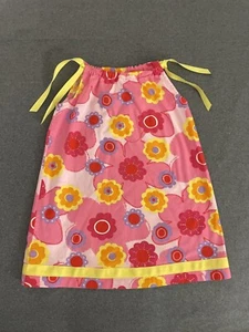 Hanna Anderson Sun Dress US 5 Floral Flower Pink Red Yellow 110 cm Ribbon Tie - Picture 1 of 10