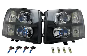 Black Euro Headlights Head Lights w/ Harness for 07-14 Silverado 1500 2500 3500 - Bild 1 von 4