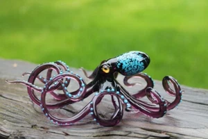 Escultura de pulpo de vidrio púrpura calamar Kraken cefalópodo vidrio soplado pulpo vidrio - Imagen 1 de 5