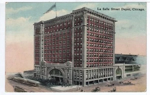 ILLINOIS Chicago RAILROAD La Salle Street Depot 1914 Cancelar - Imagen 1 de 2