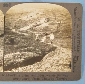 Stereoview W E Troutman 5141 Grim Promemoria si piega verso nord Chateau Thierry (O) - Foto 1 di 4