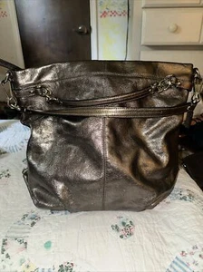 COACH METALLIC LEATHER CONVERTIBLE BROOKE HOBO TOTE HANDBAG F16618 (AJ) - Picture 1 of 12