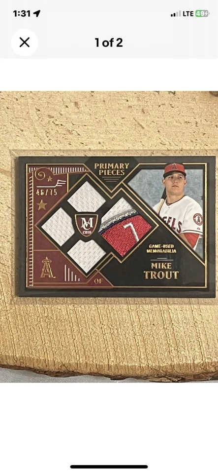 2016 Mike Trout Patch Card 46/75: Topps Museum Primary Pieces  - Image 1 of 2