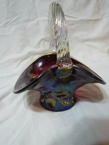 Vintage Guernsey Glas Erdbeerkorb irisierend Cambridge Ohio 20006 - Bild 1 von 6