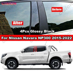 4 piezas cubierta de pilar de poste de borde de puerta de ventana negra para Nissan Navara NP300 2015-2022 - Imagen 1 de 12