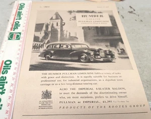 1950 HUMBER PULLMAN LIMOUSINE   UK Original Sales Advert - Bild 1 von 1