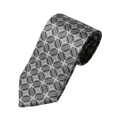 Ted Baker London Men's 100% Silk Tie Silver Black Geometric Pattern - Image 1 of 4