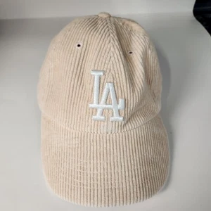 Los Angeles Dodgers Hat Cap Strap Back Beige Corduroy MLB Baseball Mens OSFA - Picture 1 of 10