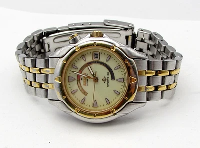 "Reloj Seiko Kinetic Sports 50 3M22-0B79 2 tonos fecha 32 mm se adapta a muñeca de 6,75""" Foto 1 de 4