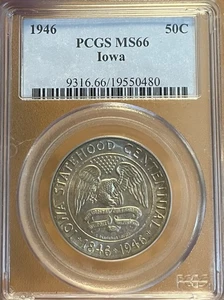 1946 PCGS MS66 Iowa Silver Commemorative Half Dollar - Picture 1 of 4