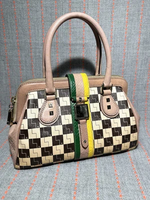 LAMB Gwen Stefani Bolso de Cuero Ombré a Cuadros Cartera Cartera Bolso de Mano De Colección Foto 1 de 4