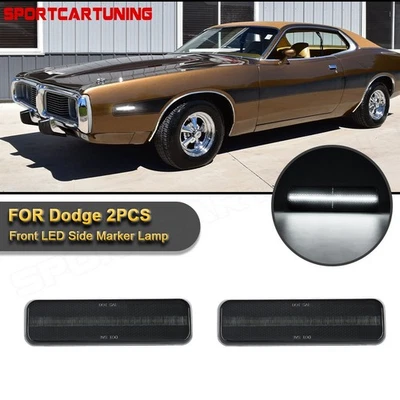 Smoked Lens White Front Fender Side Marker Lights Lamps For Dodge D100 D150 D250 - Imagem 1 de 4