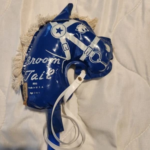 Broom Tail Stick Horse Pony Made In USA Vintage Blue Vinyl READ - Picture 1 of 17