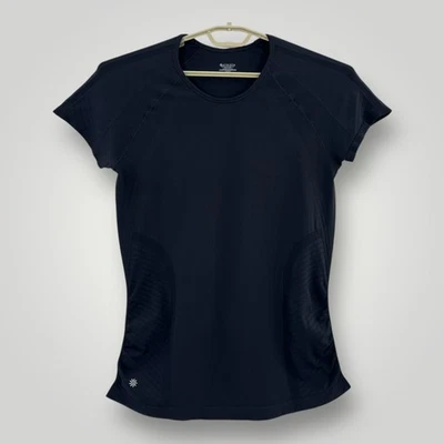 Camisa Athleta Mujer Grande Negra Manga Corta Atlética Correr Top Entrenamiento Foto 1 de 4