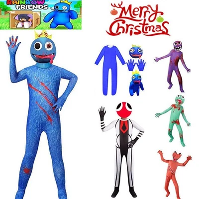 Costume Halloween Amici Arcobaleno Bambini Ragazzi Ragazze Tuta Maschera Abiti Natale - Immagine 1 di 4