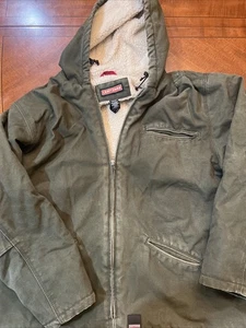 Craftsman Men's Xtra Large Green Sherpa Lined Hooded Canvas Workwear Coat - Picture 1 of 6