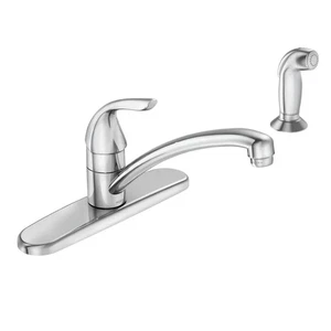 Moen Adler Single Handle Low Arc Standard Kitchen Faucet (87202SRS) - Silver - Picture 1 of 1