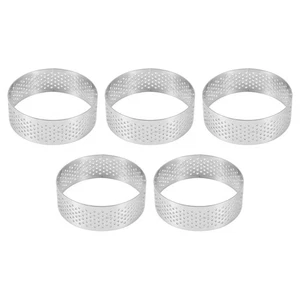 5Pcs 6cm Circular Tart Dessert Stainless Steel Perforation Fruit Pie8071 - Picture 1 of 8