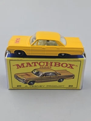 Vintage 1960s Matchbox Lesney Chevrolet Impala Taxi #20 With Original Box Nm... - Image 1 of 4