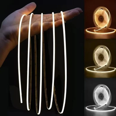 5V Ultra Thin Narrow 2mm 480 LEDs/m COB LED Strip Flexible Linear Light Tape - Image 1 of 4