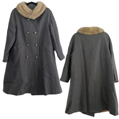 Abrigo de cuello de piel artesanal vintage Stevens Forstmann a medida por Penn TALLA PEQUEÑA Foto 1 de 4