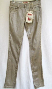 HOT FIRST KISS...SHINY BROWN...STRETCH...SKINNY...JEANS...NEW...sz JR 0 - Picture 1 of 5