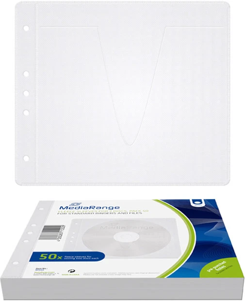 MediaRange Vliestaschen für 2 Discs weiß 1x50