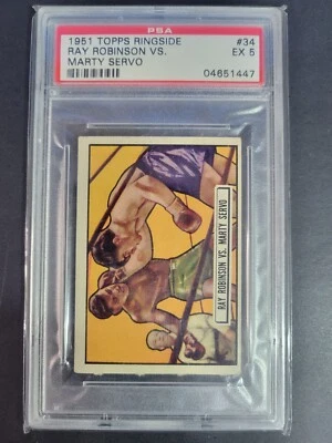 Ray Robinson Vs. Marty Servo 1951 Topps Ringside #34 PSA 5 EX Vintage Boxing - Image 1 of 2