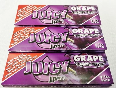 3 Packs Grape Flavored JUICY JAY'S 1 1/4 Packs With Free Shipping