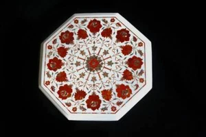 12" Marble Table Top handmade inlay Art semi precious stones Work - Picture 1 of 3
