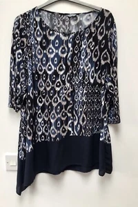 Ladies M&Co Stretch Blue Multi Tunic Top Size 22/24 - Picture 1 of 1