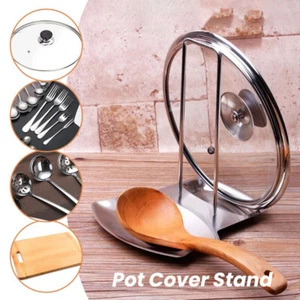 Stainless Steel Pan Pot Cover Stand Soup Spoon Holder Kitchen Accessories - Picture 1 of 15
