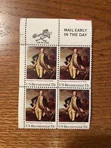 Block of 4 U.S. Stamps: “Washington at Princeton 1777” by Peale - Picture 1 of 1
