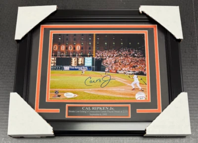 CAL RIPKEN JR AUTOGRAPHED 2131 8X10 PHOTO BALTIMORE ORIOLES FRAMED JSA COA - Image 1 of 3