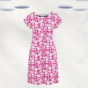 Ex Weird Fish Women's Short Sleeve Florida Organic Cotton Dress in Berry - Picture 1 of 4