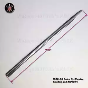 1951-1953 Buick Roadmaster RH Front Fender 41.25" Stainless Molding GM #1342114 - Picture 1 of 11