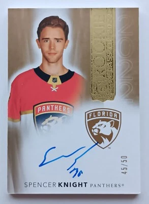 2021-22 UD The Cup Rookie Class of 2022 Auto Spencer Knight /50 Panthers Hawks  - Image 1 of 2