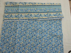 Blue & Yellow Floral & Stripes TWO Sided Quilted Fabric, 36" by 45", MINT - Picture 1 of 6