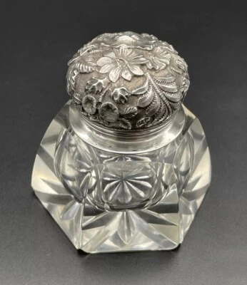 S. Kirk & Son Repousse纯银和玻璃墨水瓶 — 第 1/4 张图片